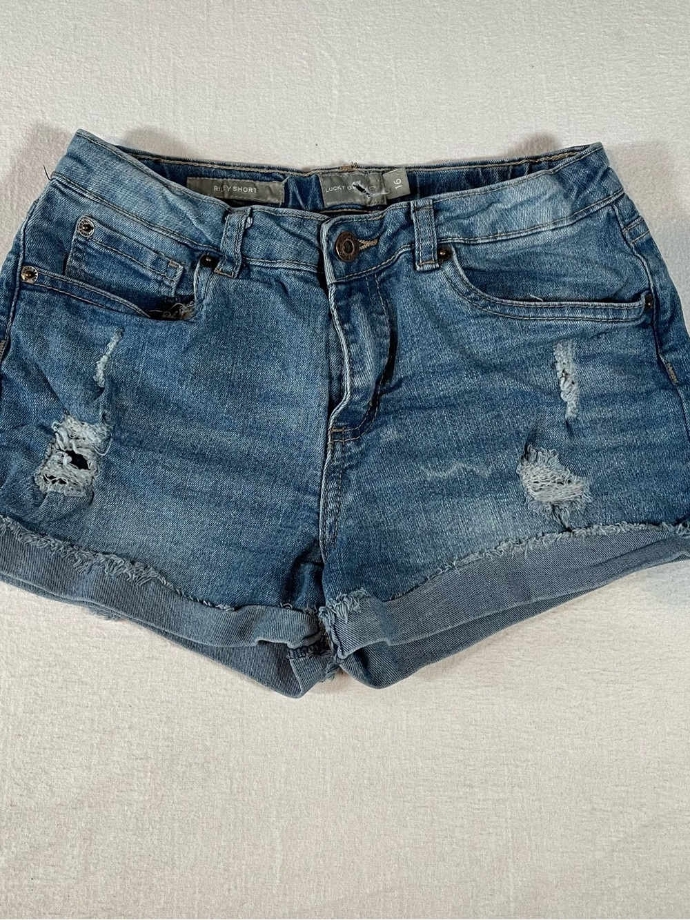 Lucky Brand Distressed Denim Short Girls Size 16 Adjustable